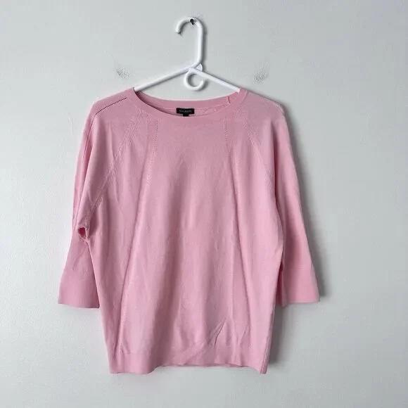 Talbots Pink 3/4 Sleeve Lightweight Knit Sweater Size S NEW Round Neck - Picture 2 of 7